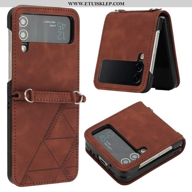 Etui do Samsung Galaxy Z Flip 4 Etui Folio Trójkąty Ze Sztucznej Skóry